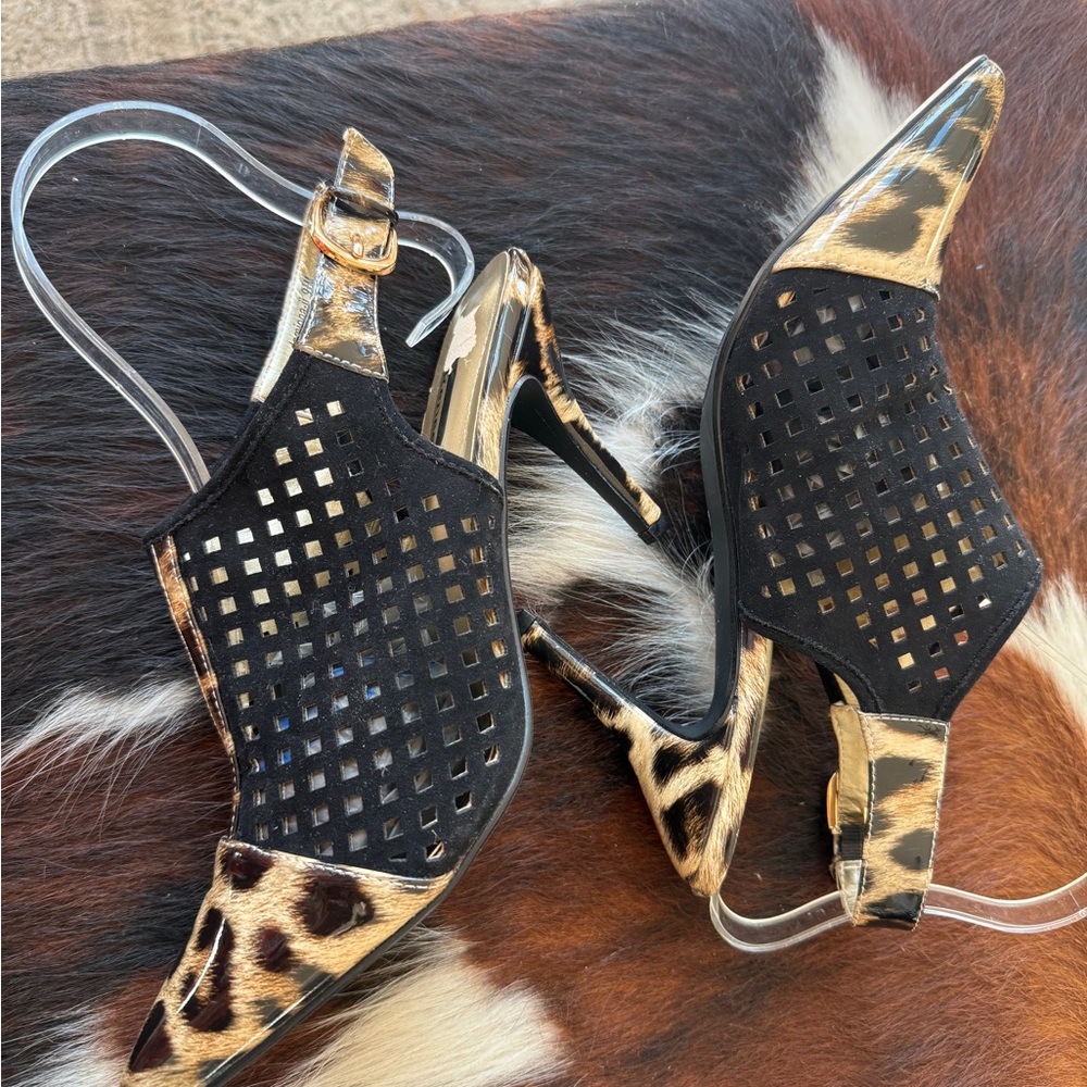 J. Renee Damiona Animal Print & Mesh Cap Slingback  - Sz 9.5